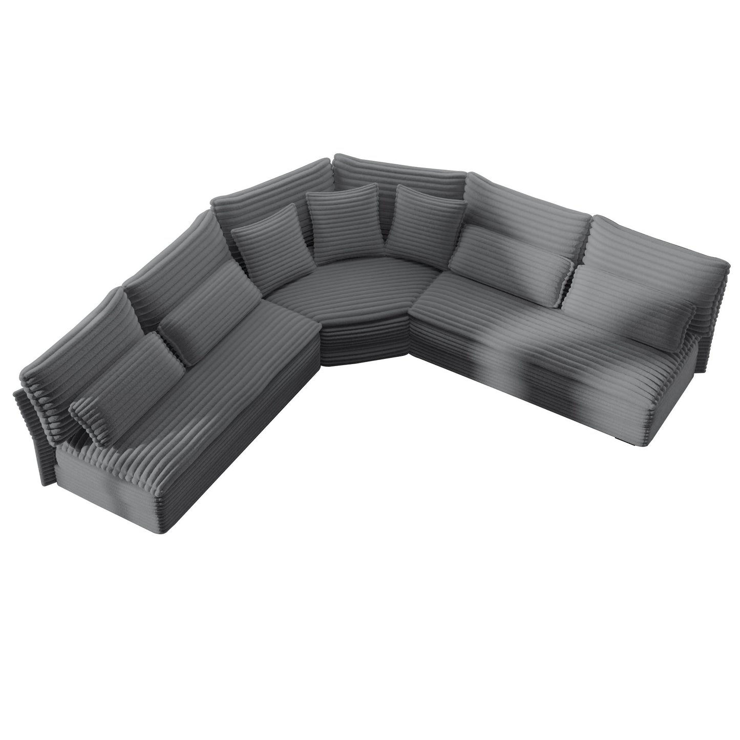 5-Seater L-Shaped Sectional Sofa with Curved Corner
