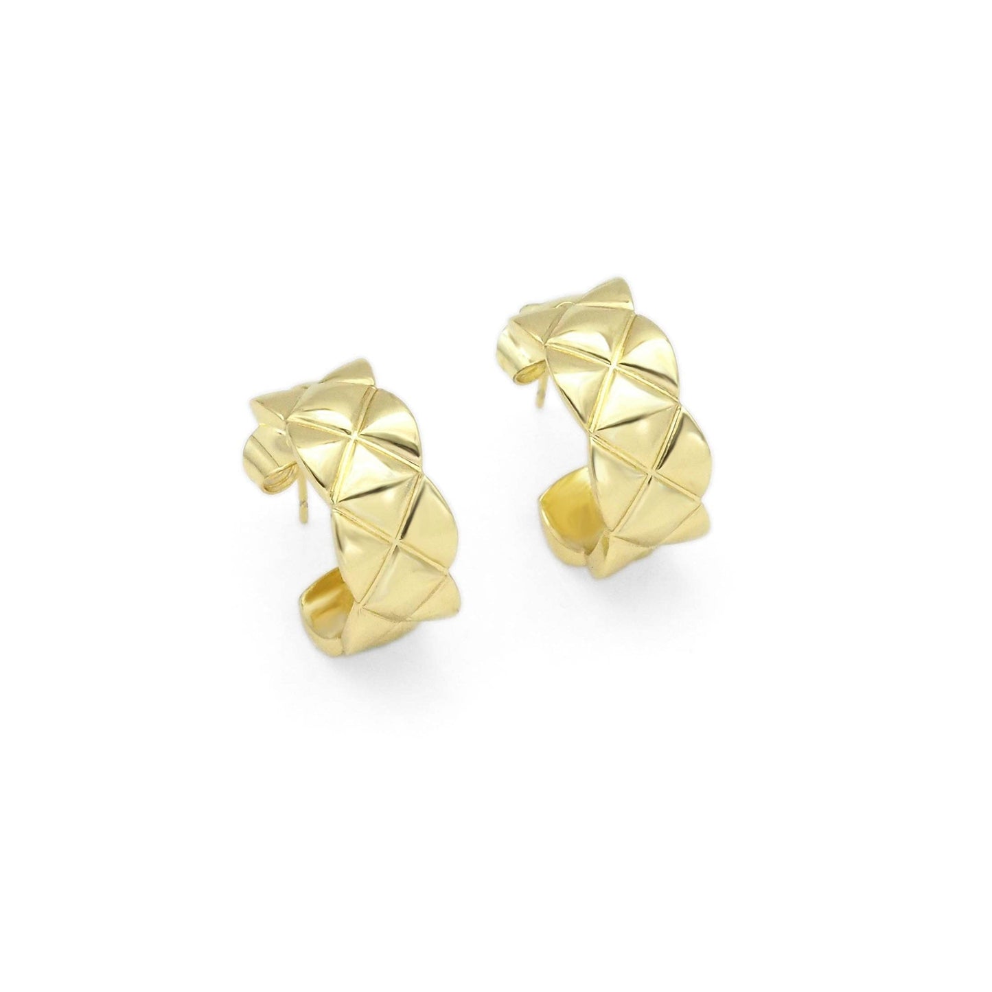 Gold Flower Hammered Huggie Hoop Earrings, Sku#LK841