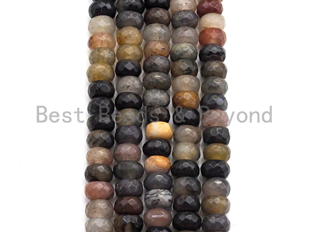 2mm Large Hole Natural Chinese Tourmaline Beads, Rondelle Faceted 6x10mm/5x8mm, 8" Long Strands, sku#U708