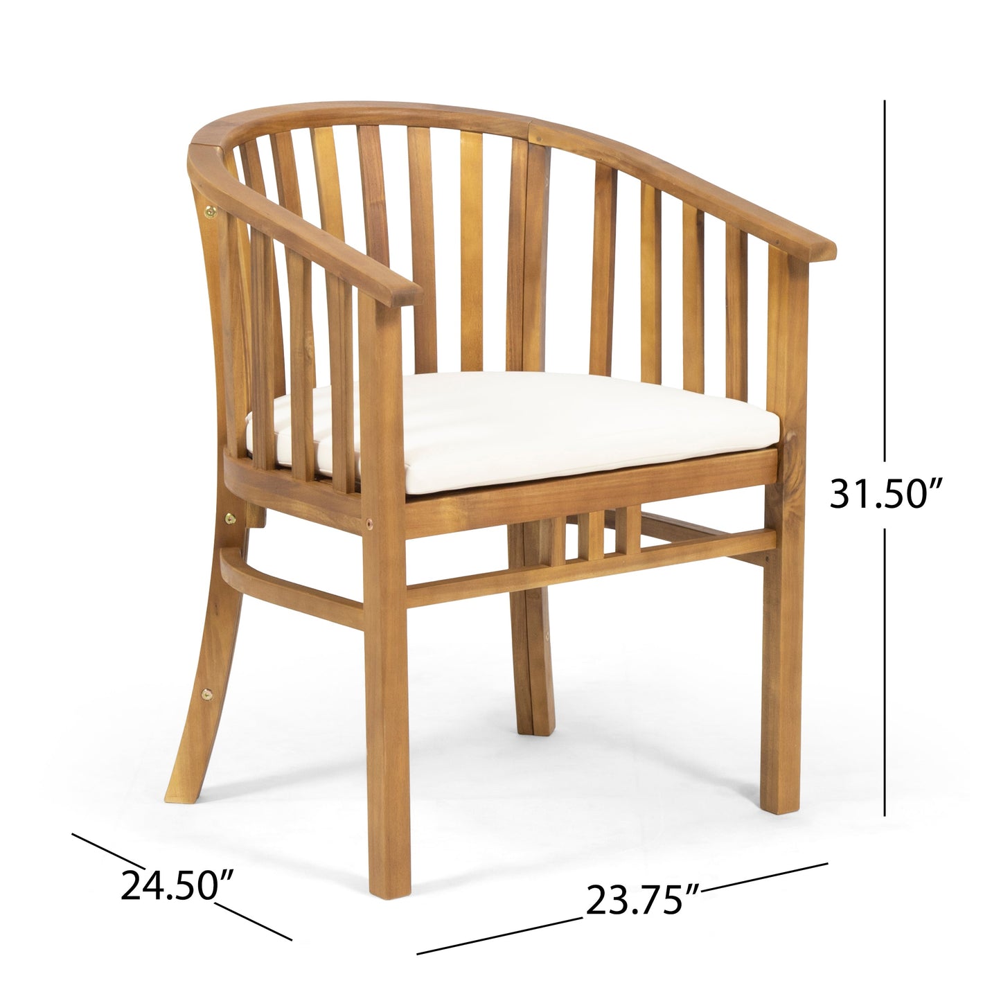 Outdoor Wooden Dining Chairs With Cushions, Set of 2