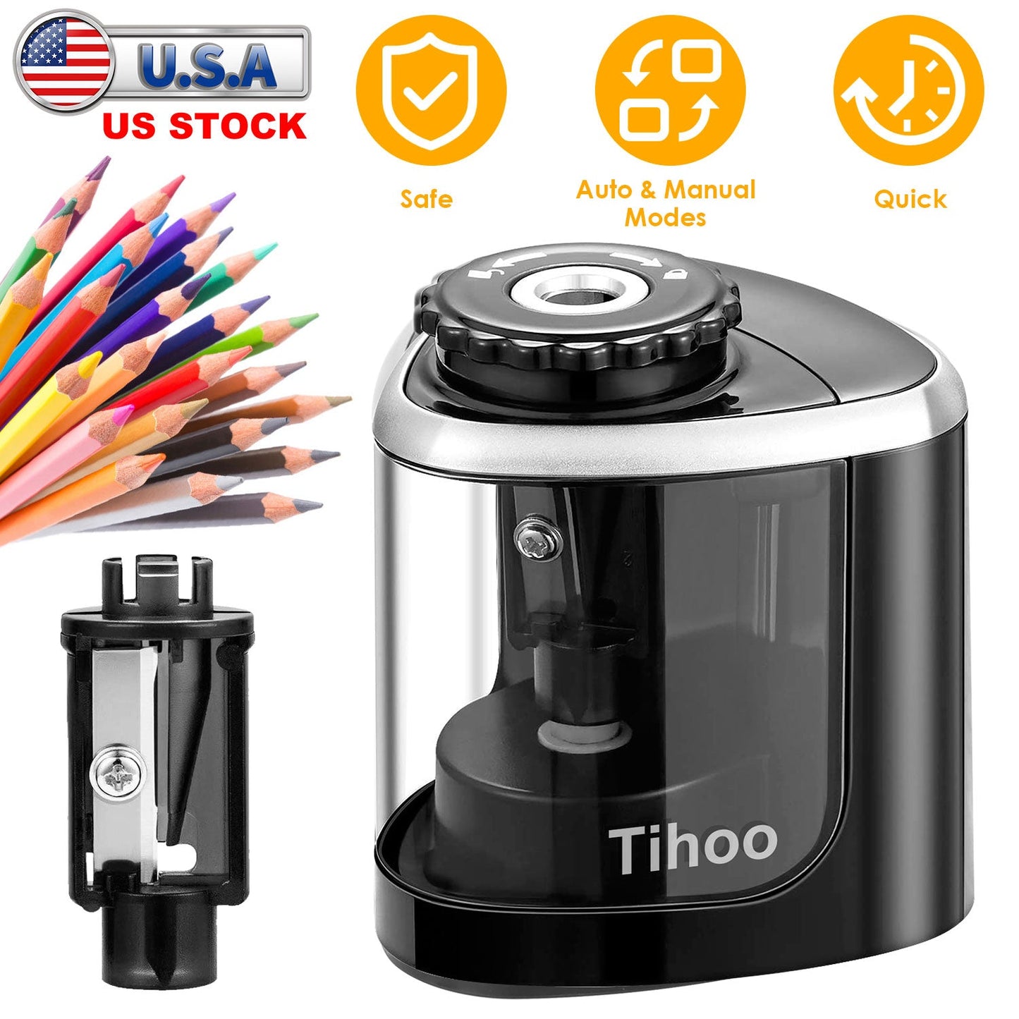 Electric Pencil Sharpener for Home and School, Auto/Manual