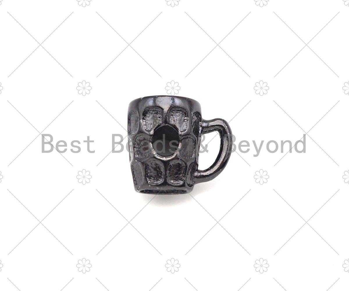 High Polished Coffee Cup Big Hole Spacer Beads, Gold/Silver/Rose Gold/Gunmetal Cup Spacer Beads, Men's Bracelet Charm, 11x9mm,Sku#Y425
