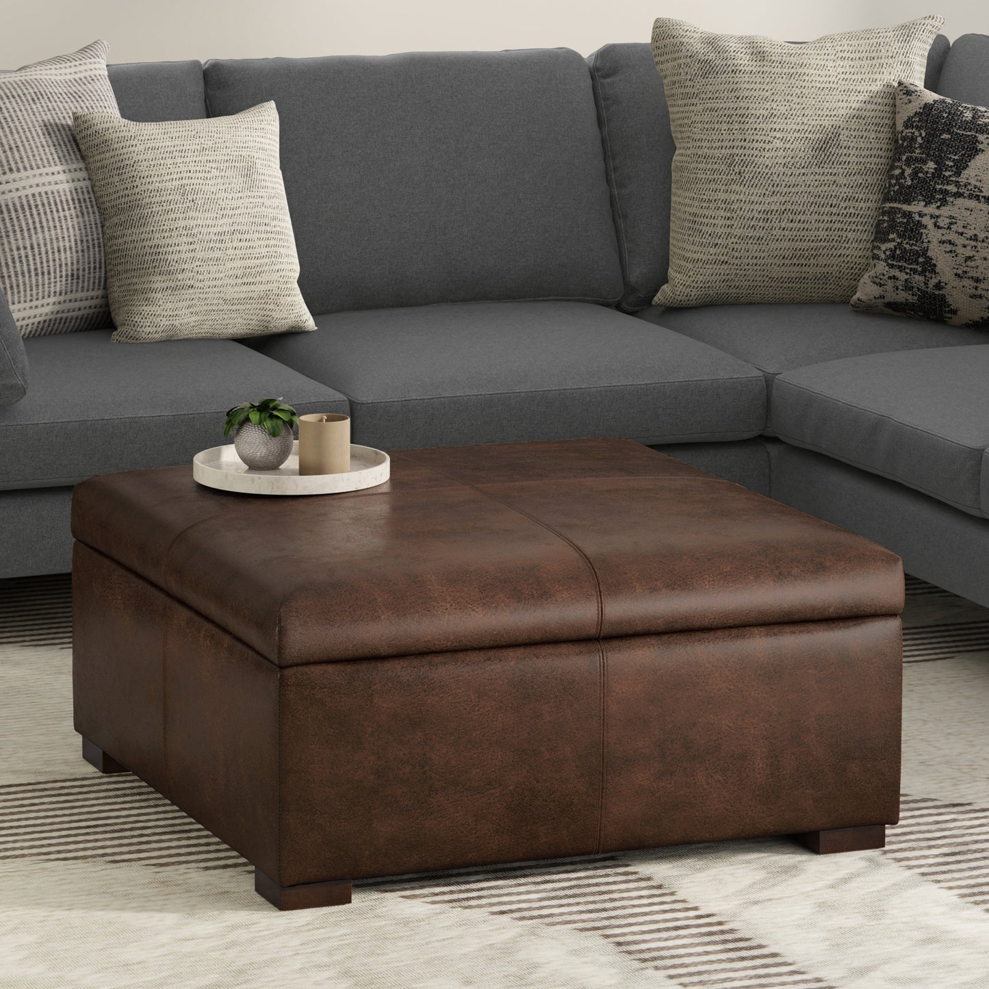 Gabbie 36 Inch Wide Square Coffee Table Storage Ottoman