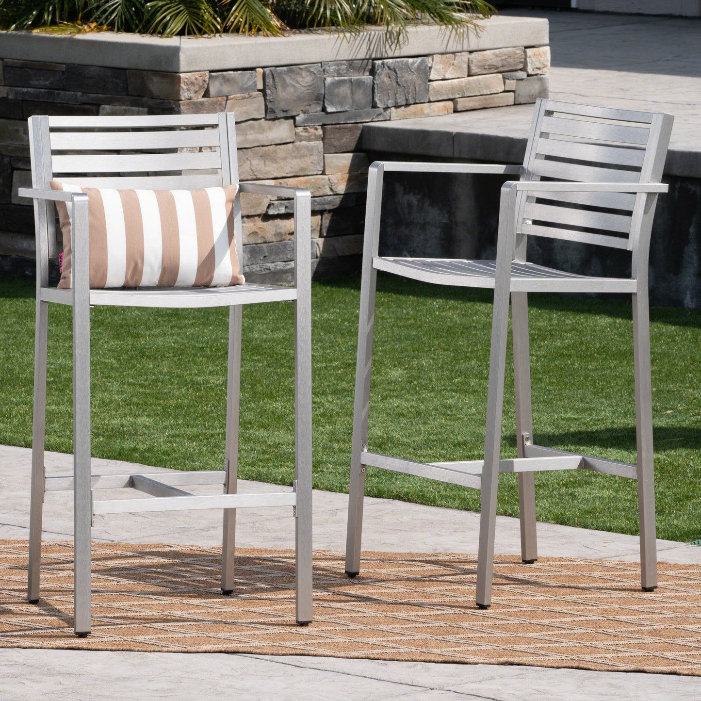 Outdoor 29.50" Barstools with Rust-Proof Aluminum Frame, Set of 2