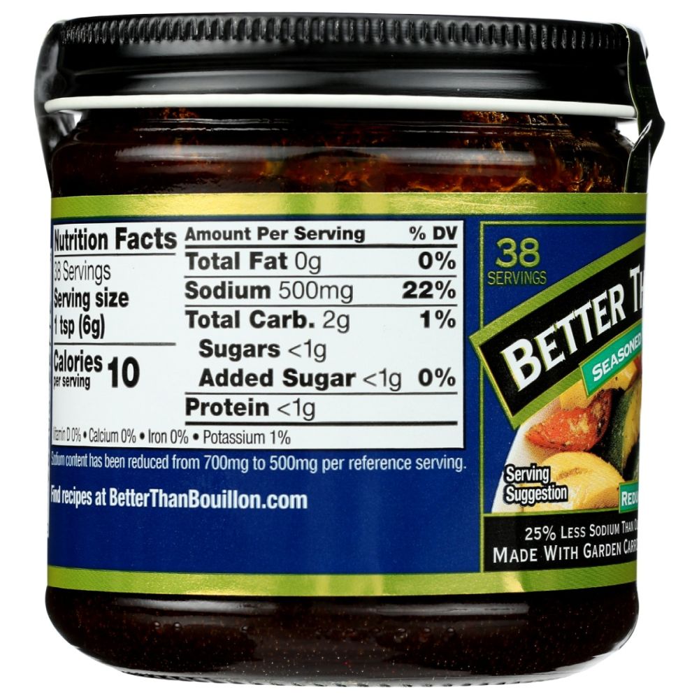BETTER THAN BOUILLON: Seasoned Vegetable Base Reduced Sodium, 8 oz