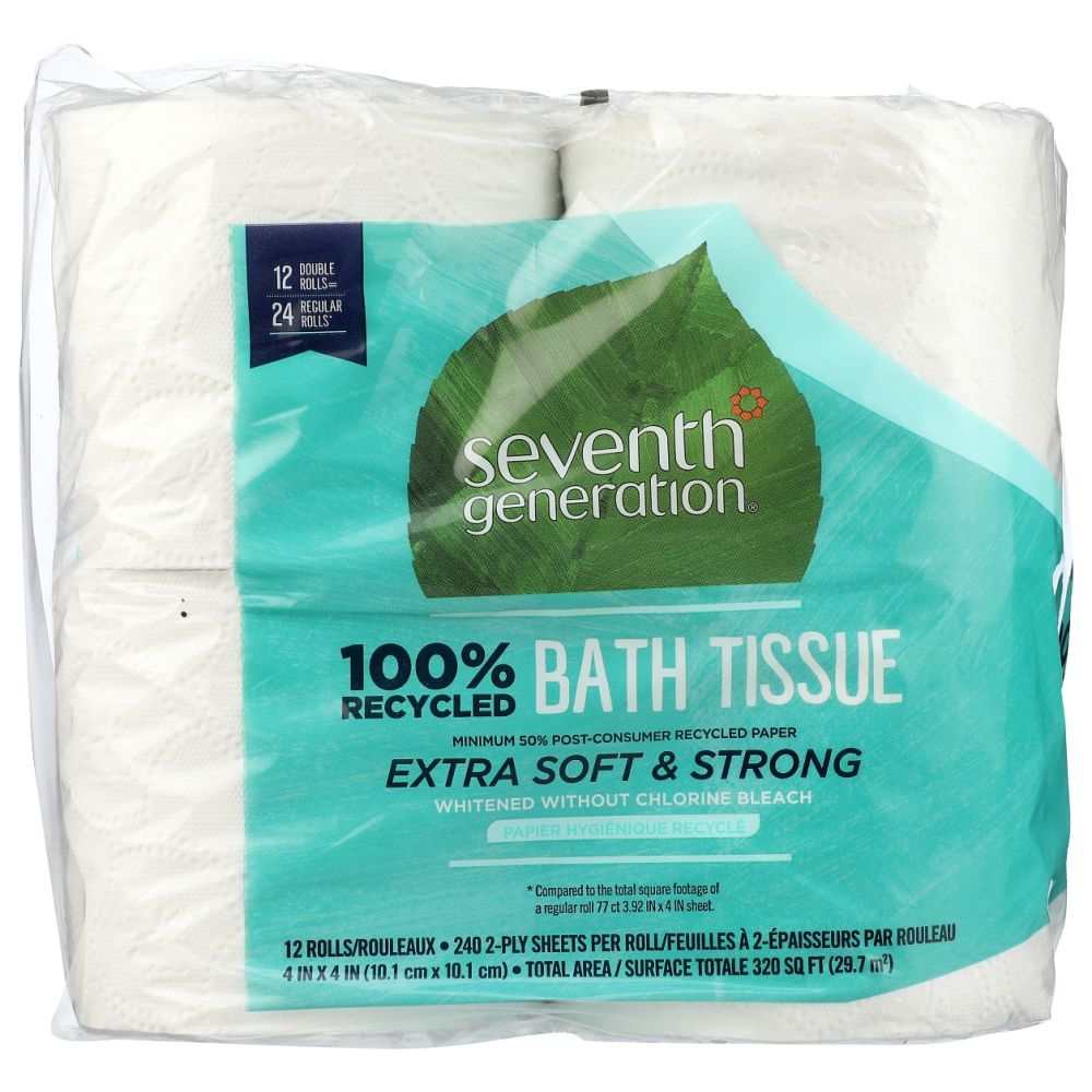SEVENTH GENERATION: 100 Percent Recycled Bathroom Tissue - 2ply - 12Pk