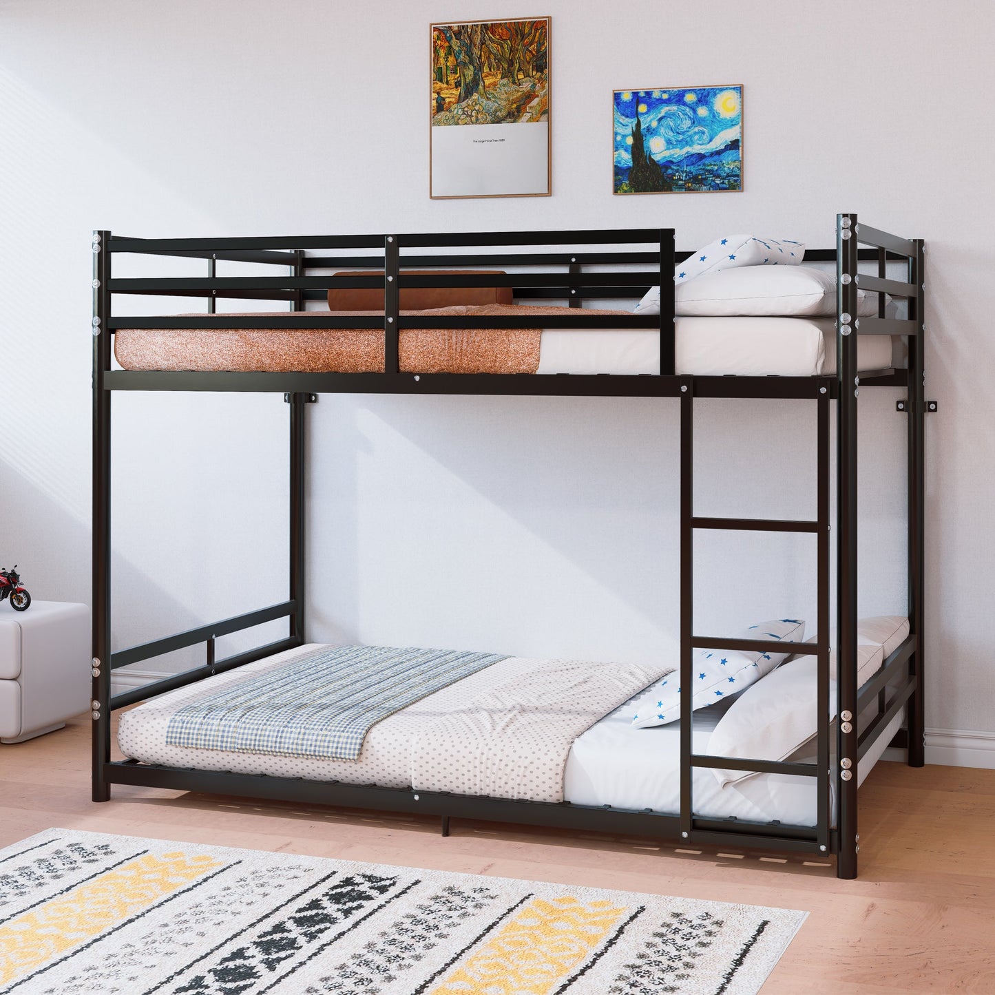 Bunk Bed with Ladder and High Guardrail
