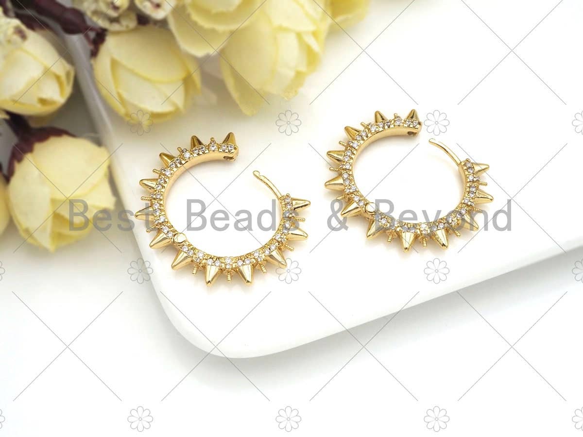 CZ Micro Pave Spike earrings, Sku#J305