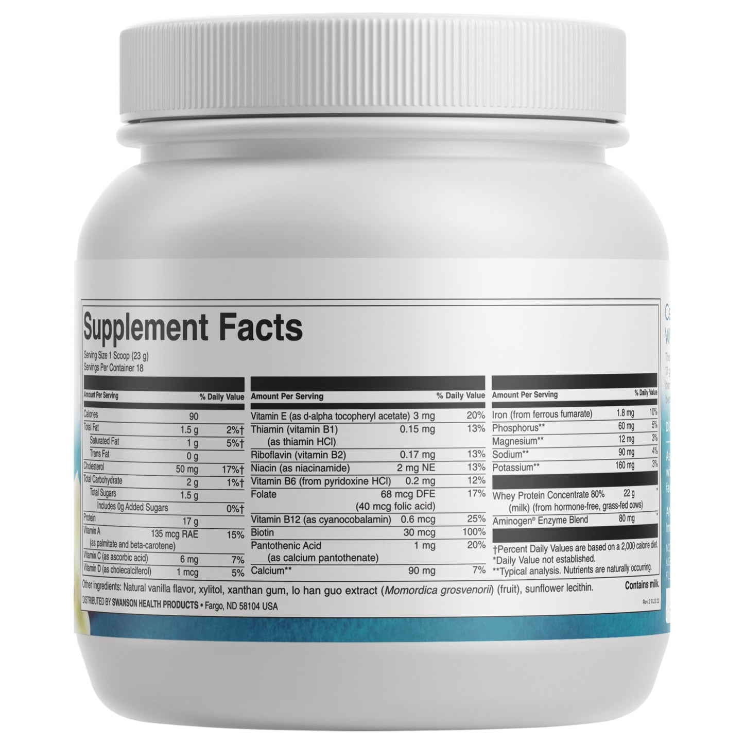Certified rBGH-Free Grass-Fed Whey Protein Powder- Vanilla
