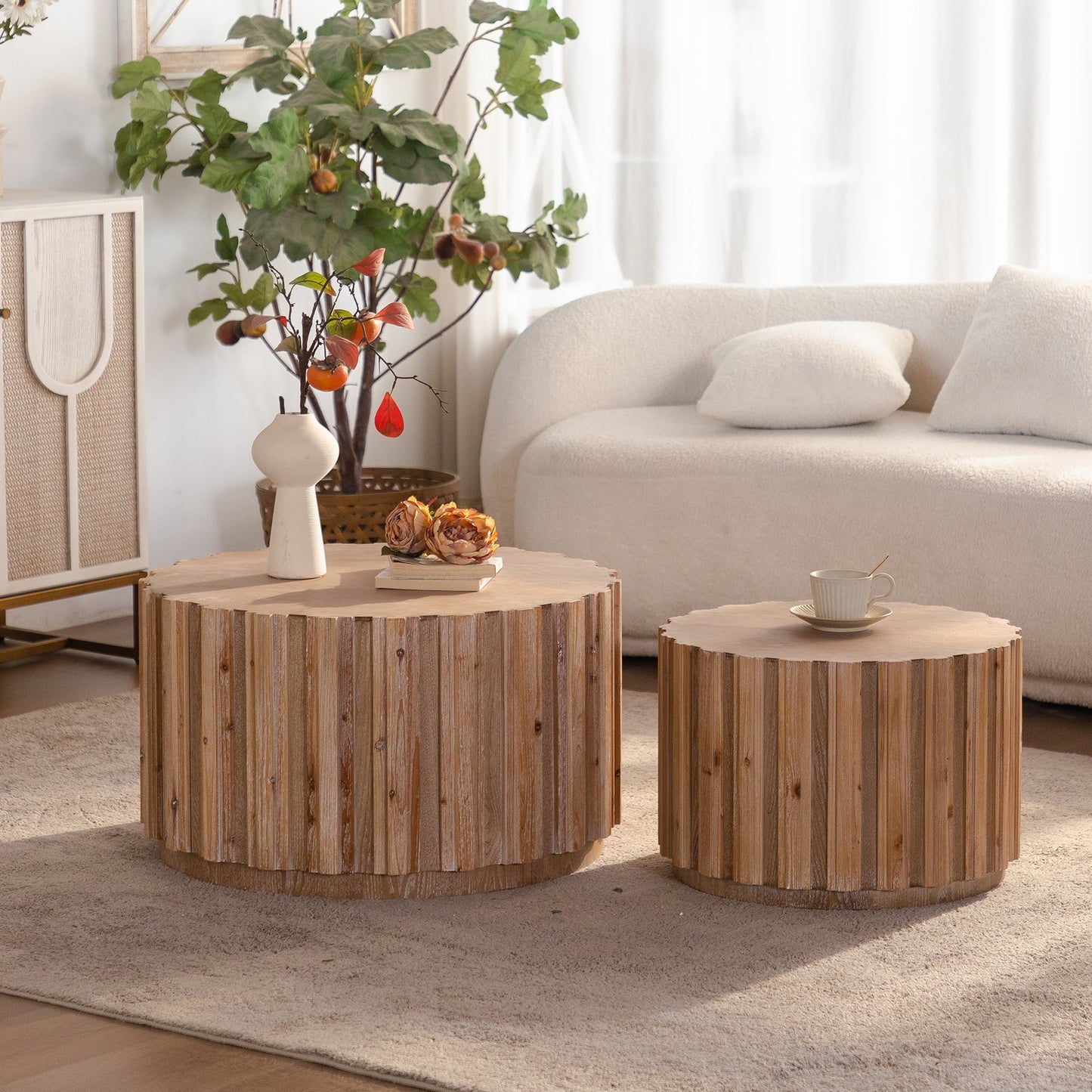 19.7"+27.5" Round Nesting Coffee Table Set of 2