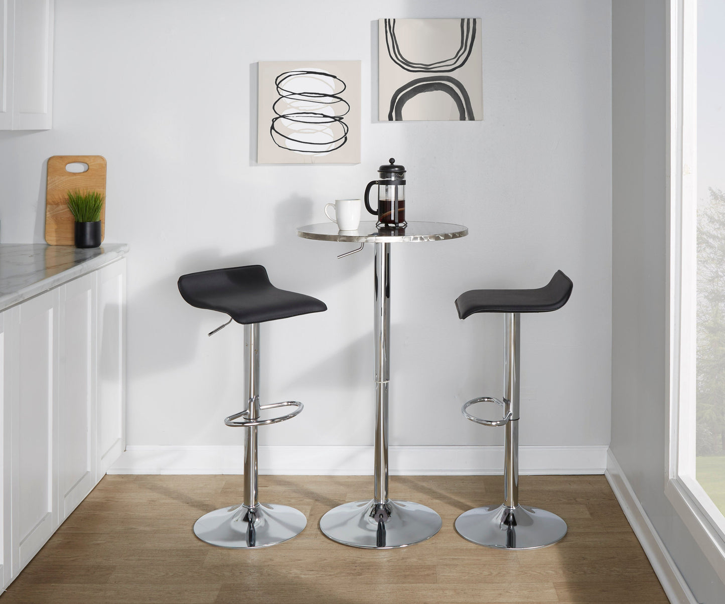Contemporary Adjustable Round Bar Table