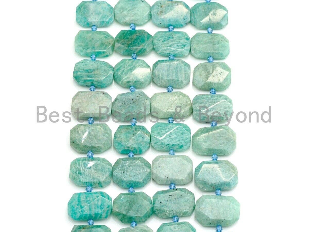 High Quality Natural Amazonite Rectangle Faceted Beads, SKU#U660C