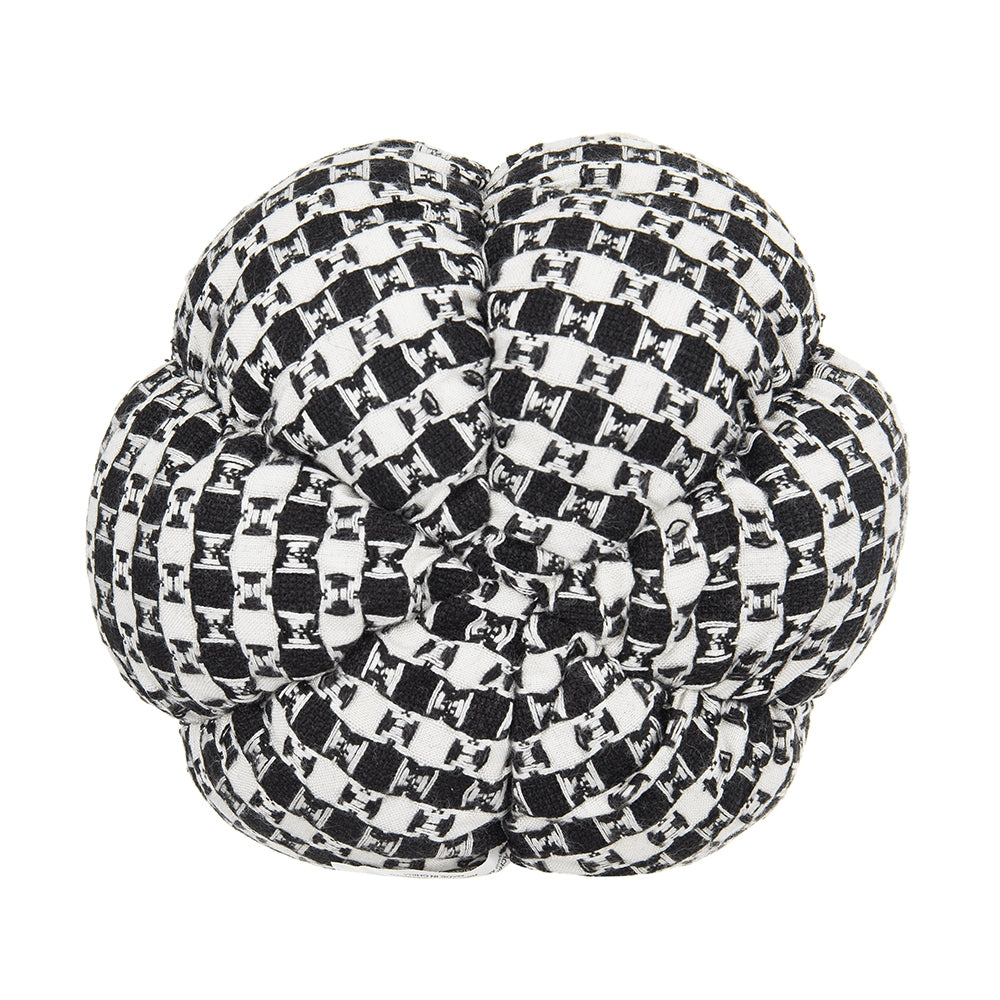 Set of 2 Fabric Black-White Plaid Pumpkin Decor