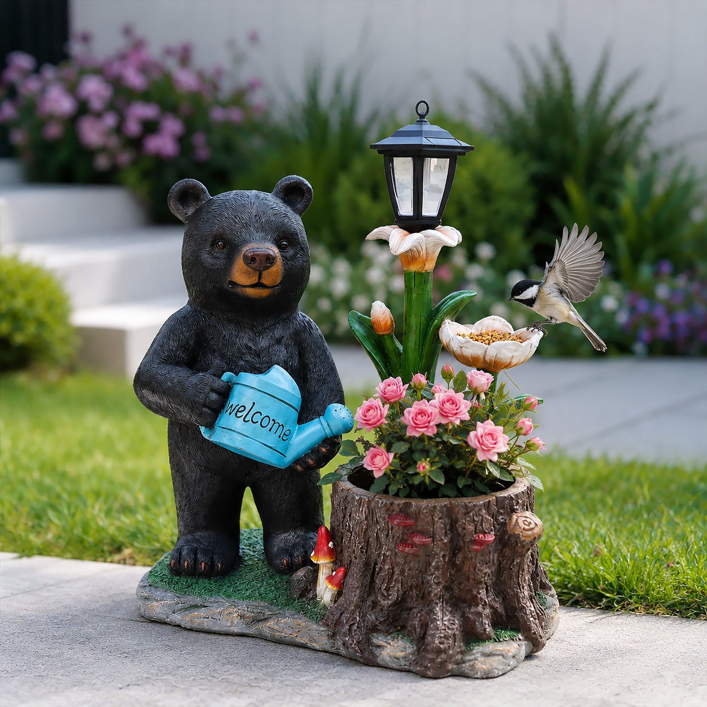 Standing Bear Figure with Planter