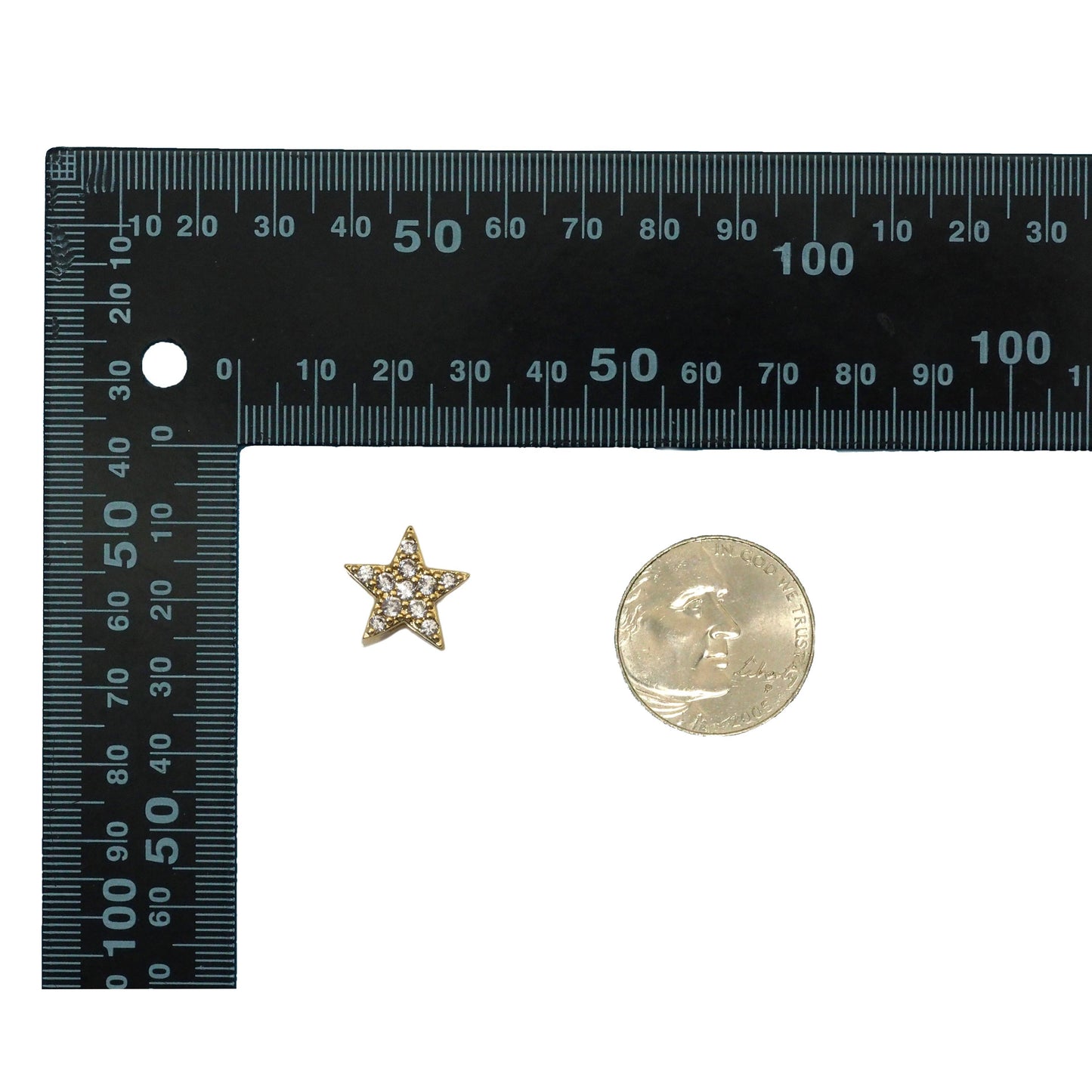 CZ Star Gold Silver Spacer beads, Sku#B344