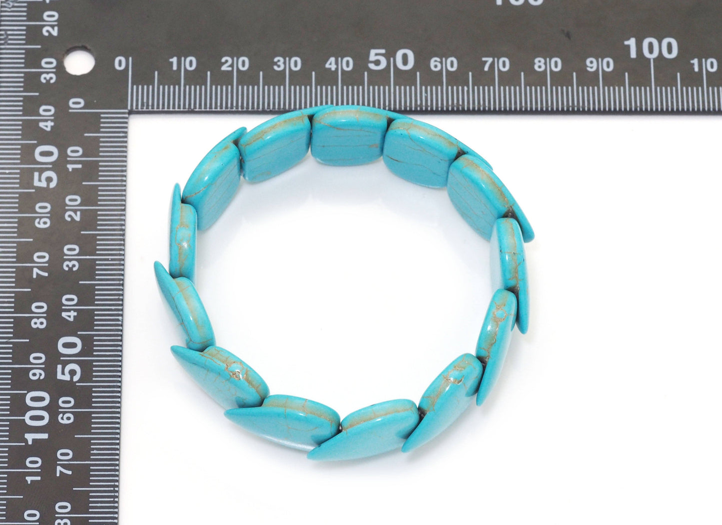 Blue Turquoise Heart Stretch Adjustable Bracelate, Sku#U1458
