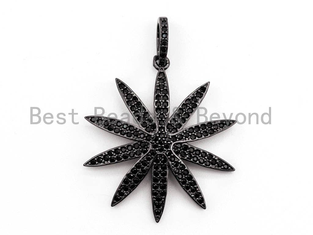 Black CZ Pave On Black Micro Pave Star Pendant/Charm,Cubic Zirconia Paved Charm, Necklace Bracelet Charm Pendant, 28x32mm,1pc, sku#F384
