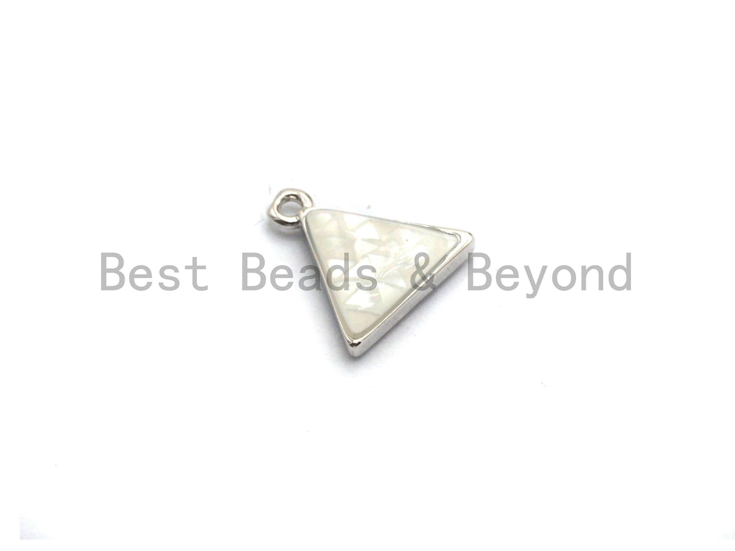100% Natural White Color Shell Triangle Charm in Gold/Silver, White Shell Pearl Charm/Pendant, Shell Beads, 11x12mm,SKU#Z307
