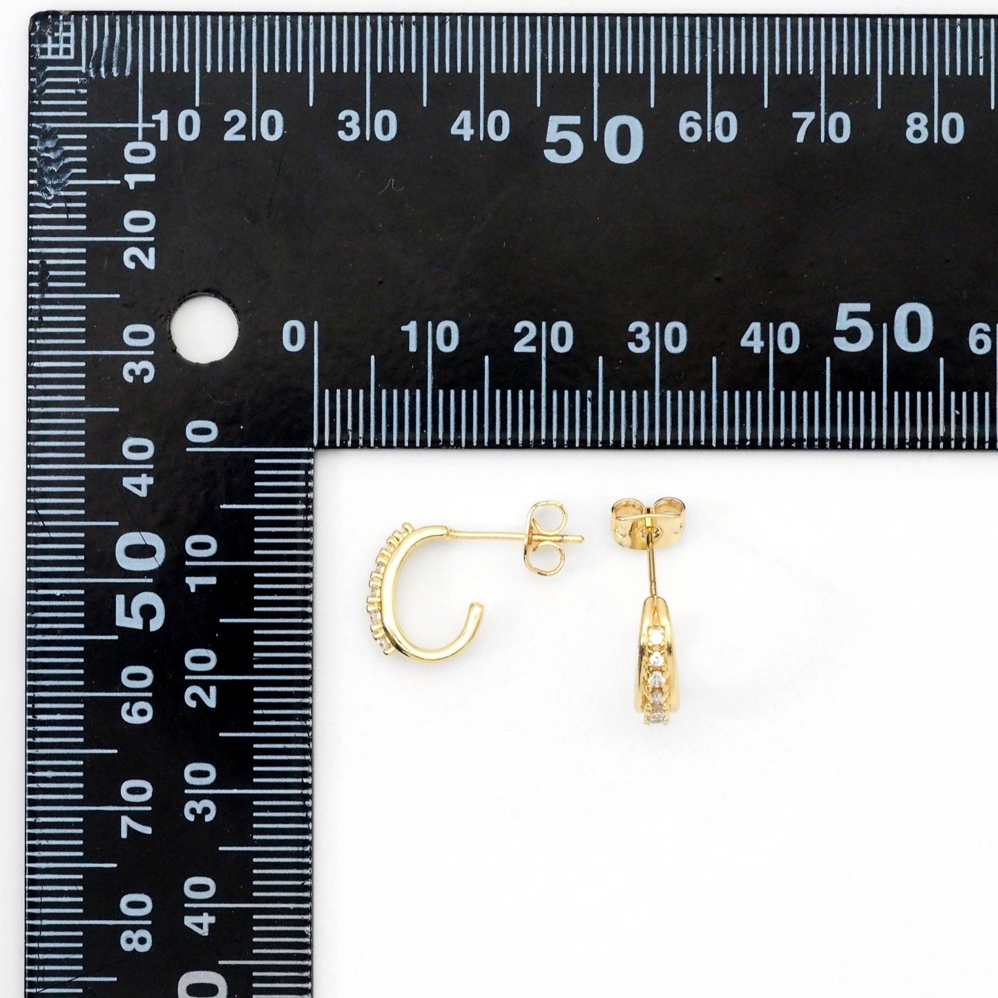 Cute CZ Oval Huggie Stud Earrings, Sku#LK815