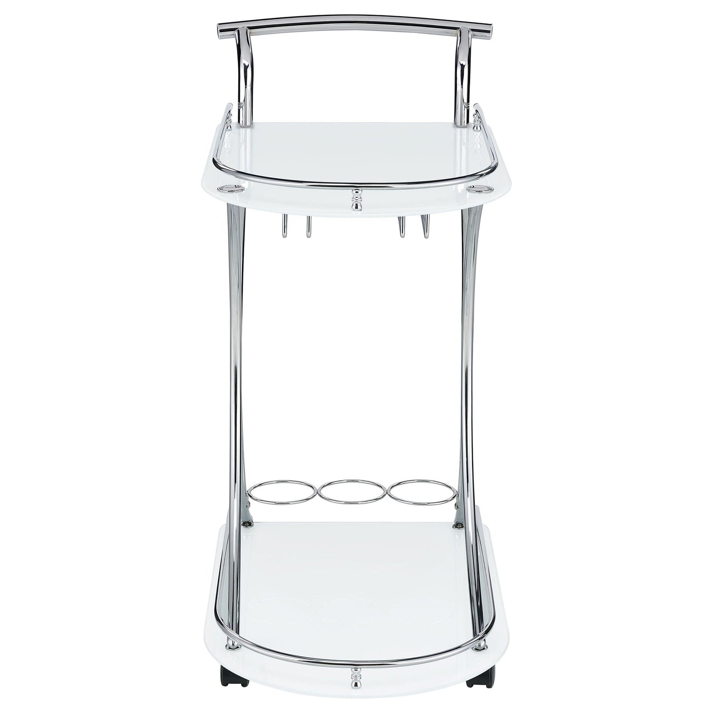 Elfman 2-tier Glass Shelf Metal Bar Cart White and Chrome