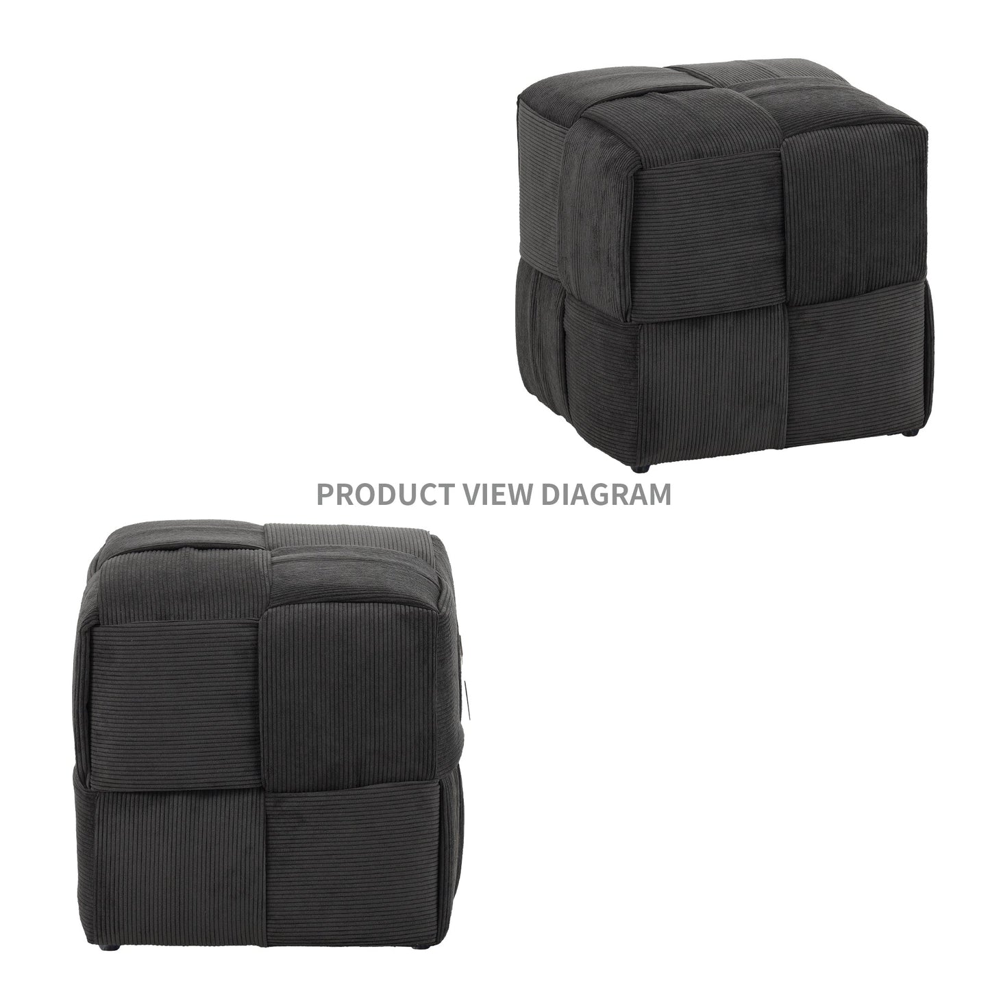 Ottoman Foot Rest Soft and Comfortable Ottoman Square Corduroy Woven Design Sofa Stool (Grey)