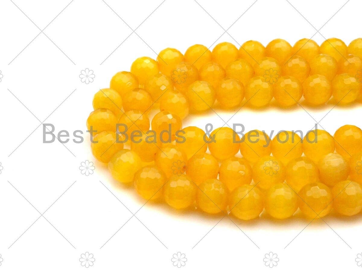 Special Cut Yellow Cat's Eye Round Faceted Beads, 6mm/8mm/10mm/12mm Round Faceted, 15.5'' Full Strand, Sku#UA201c