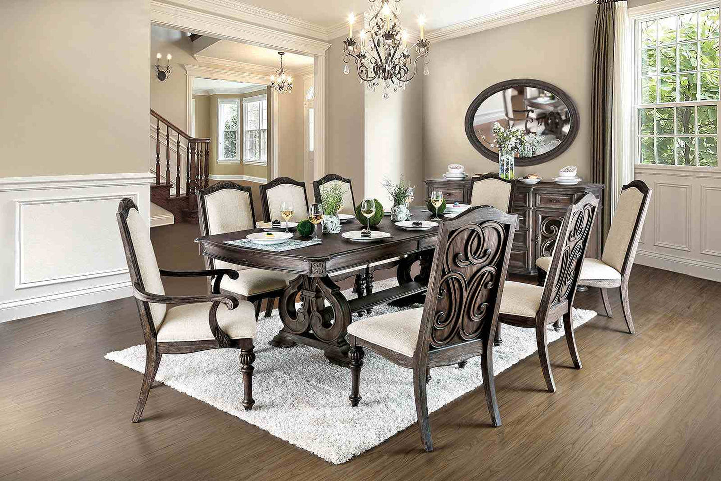 Dining Room 9pc Set With Leaf And 8 Chairs