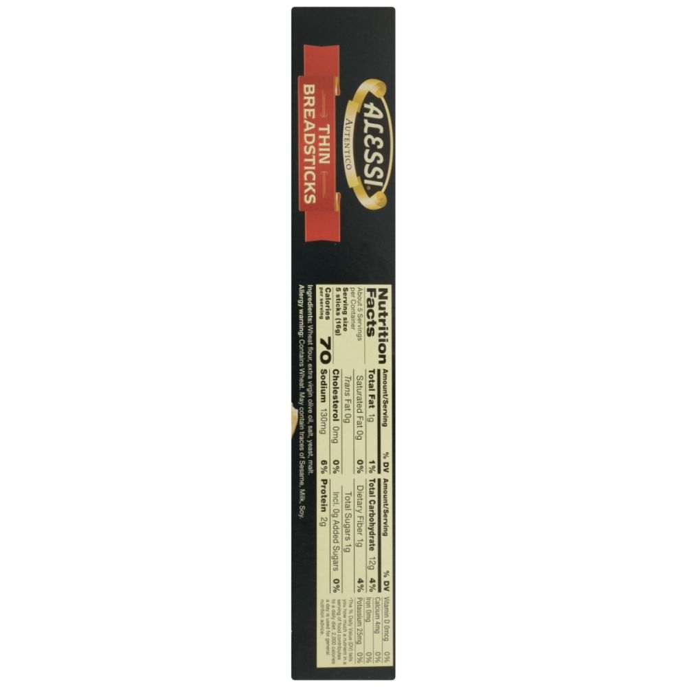 Alessi Thin Breadsticks - Classic Snack with Olive Oil - 3 oz