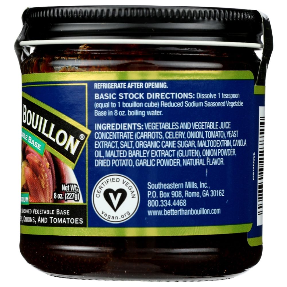 BETTER THAN BOUILLON: Seasoned Vegetable Base Reduced Sodium, 8 oz