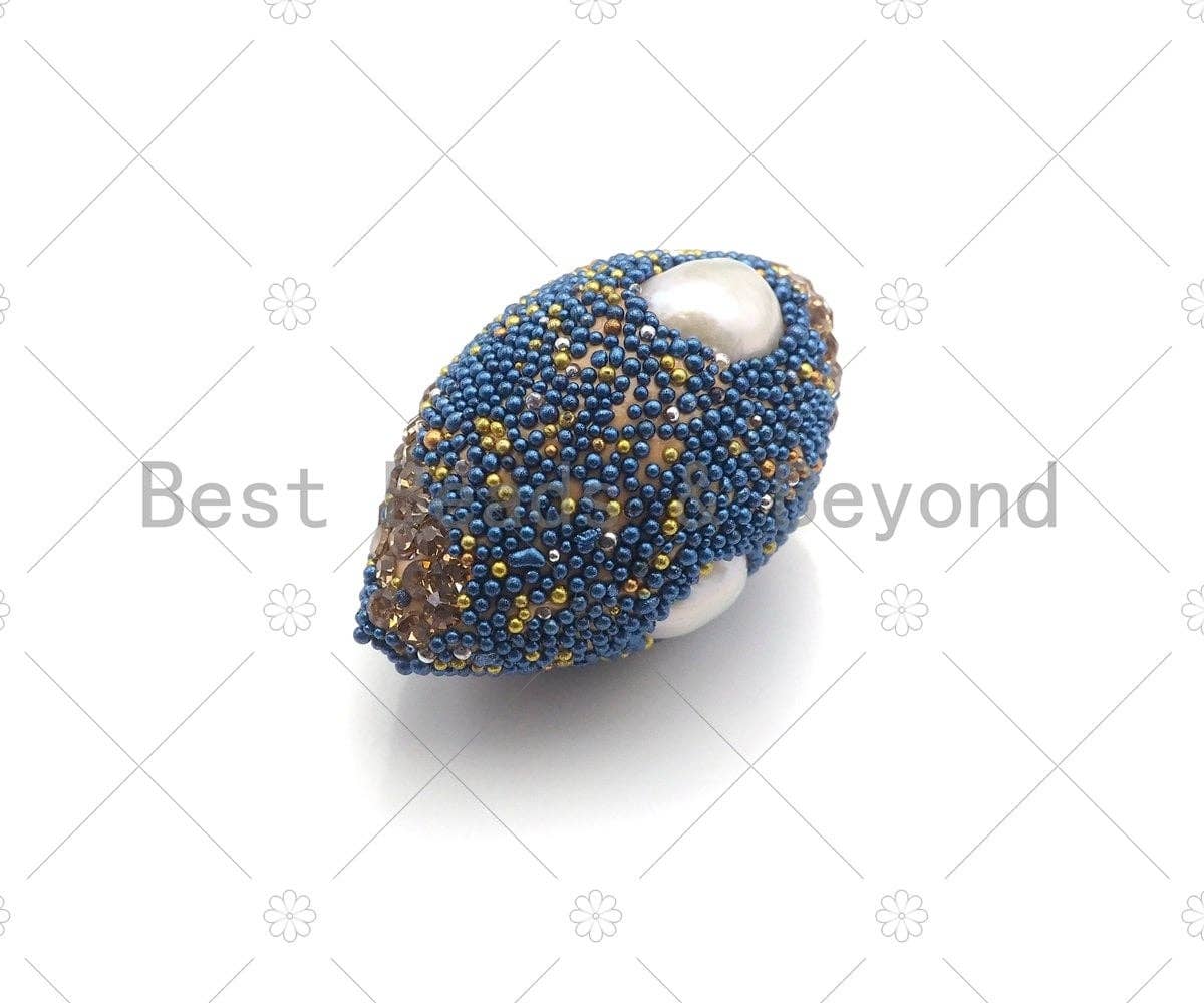 NEW Style Oval Football Shape Druzy Rhinestone Spacer Beads,  Druzy Pearl Beads, Pave Rhinestone Spacer Bead, 17x26mm, sku#V64
