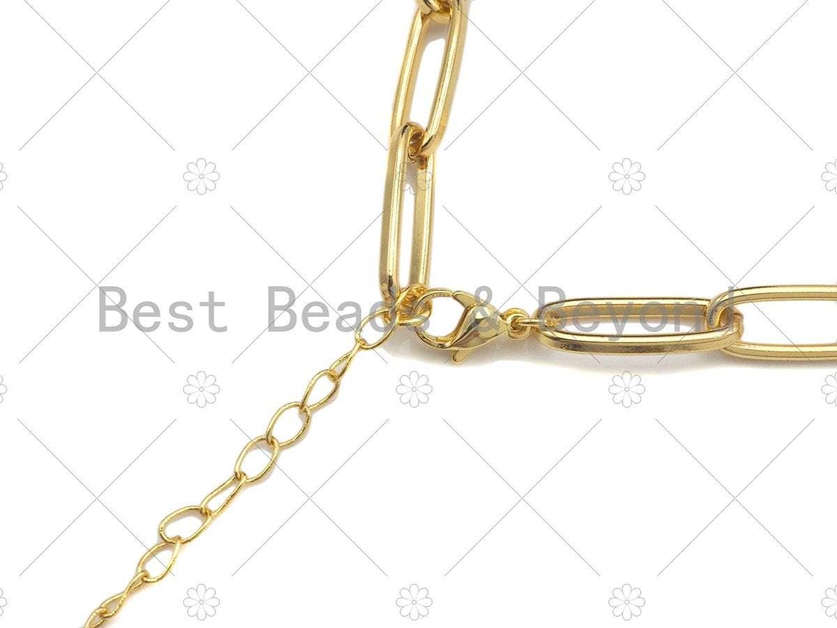 Gold Finish 18 Large Paperclip Link Necklace