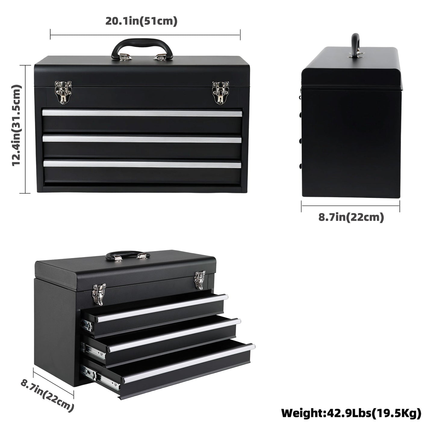 465-Piece Mechanics Tool Set with 3-Drawer Heavy Duty Metal Box