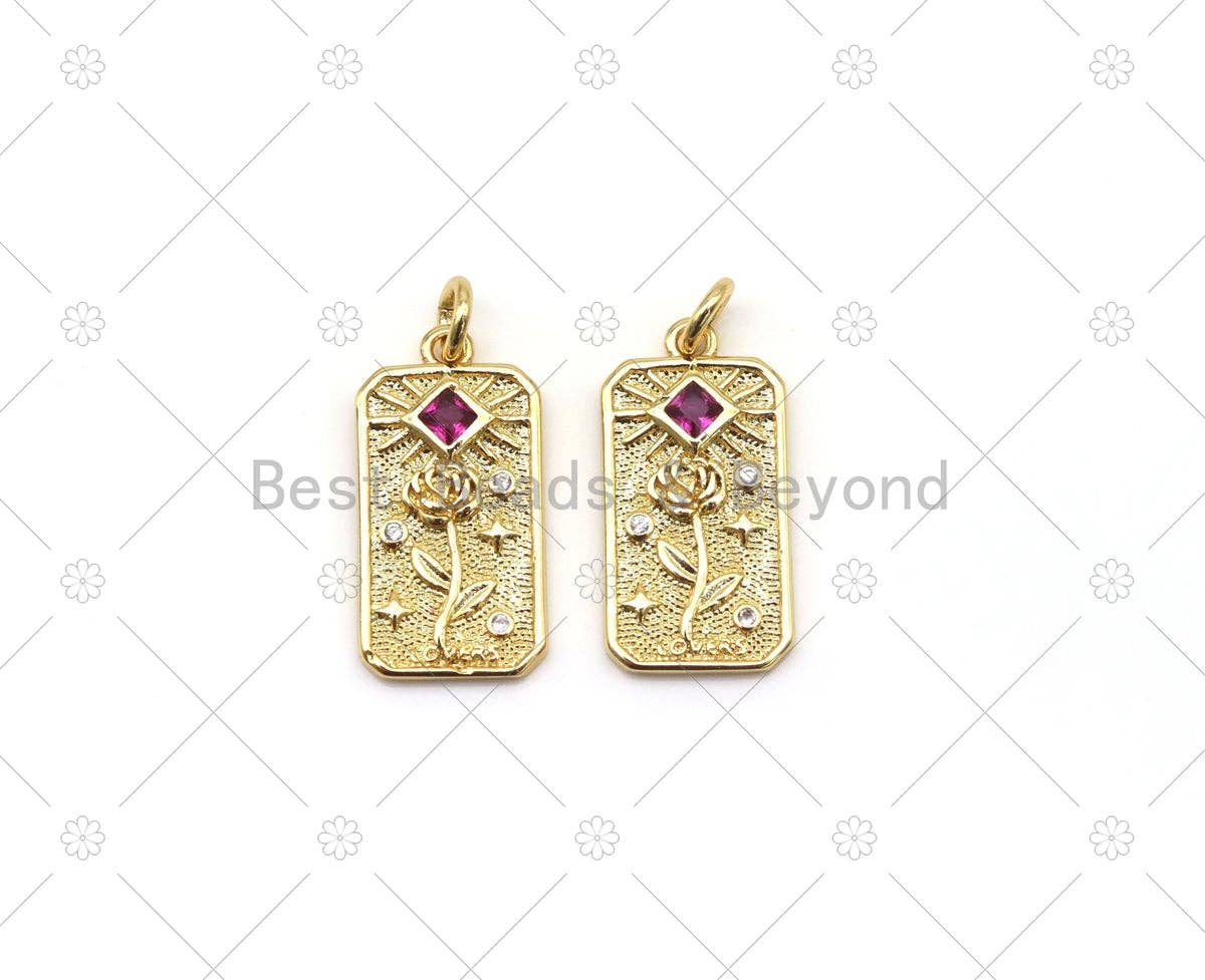 CZ Rose Flower Charm, Sku#LK536