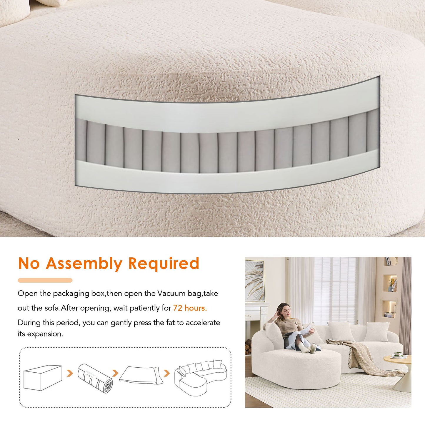 Combined Sofa With 4 Pillows