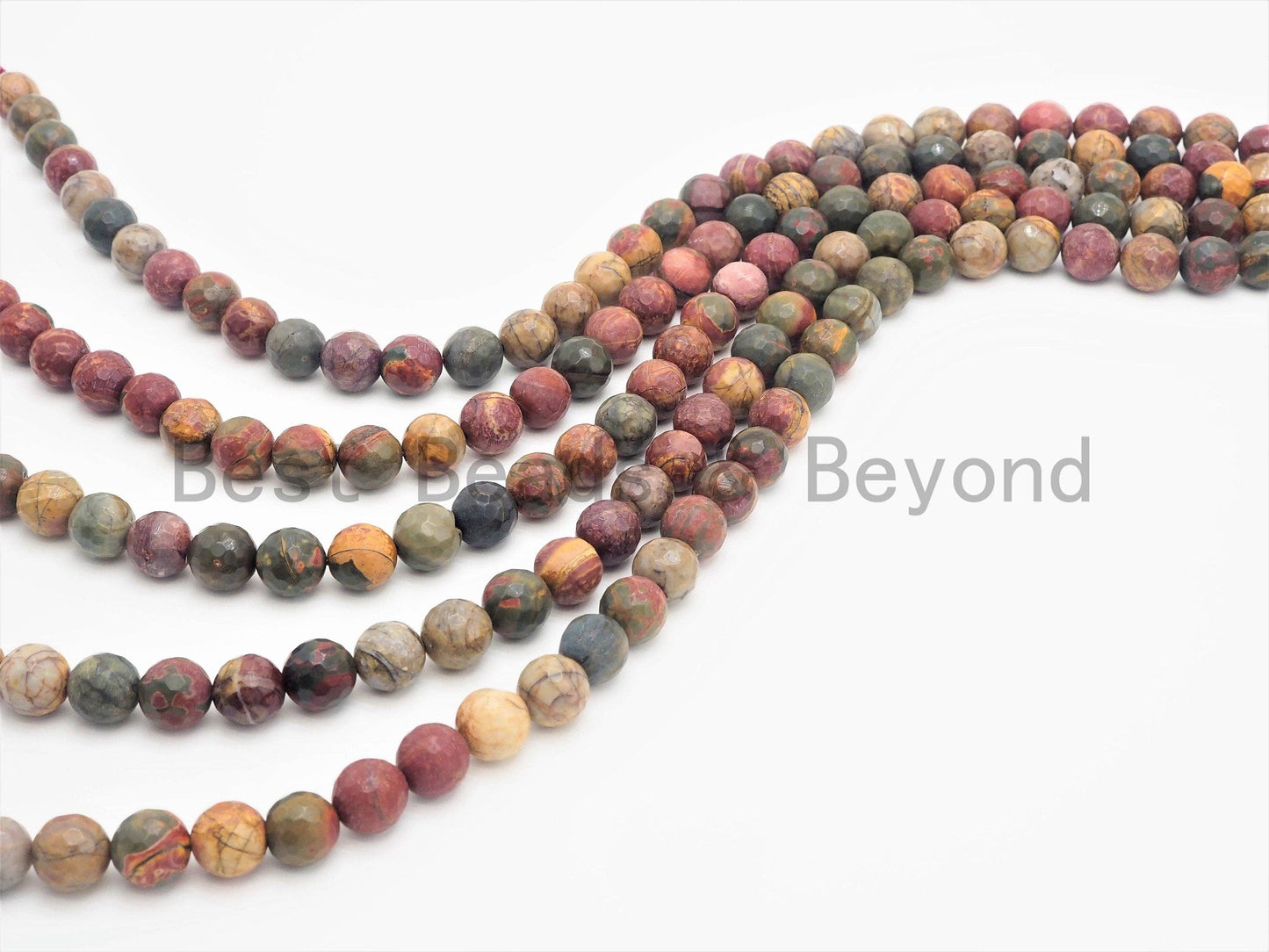 Natural Faceted Round Red Picasso Jasper beads, SKU#U387
