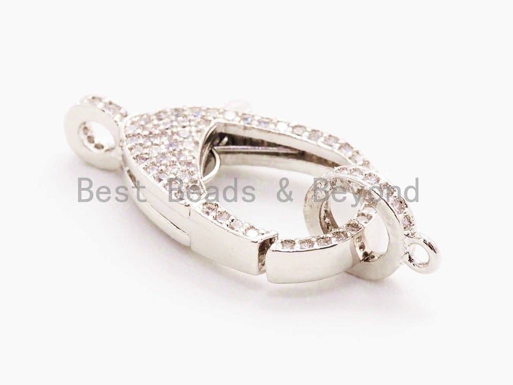 CZ Micro Pave Teardrop Lobster Claw Clasp, H42