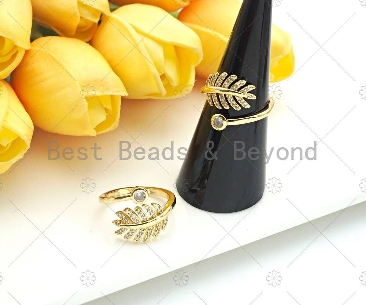 CZ Leaf Shape Adjustable Ring, Sku#X194