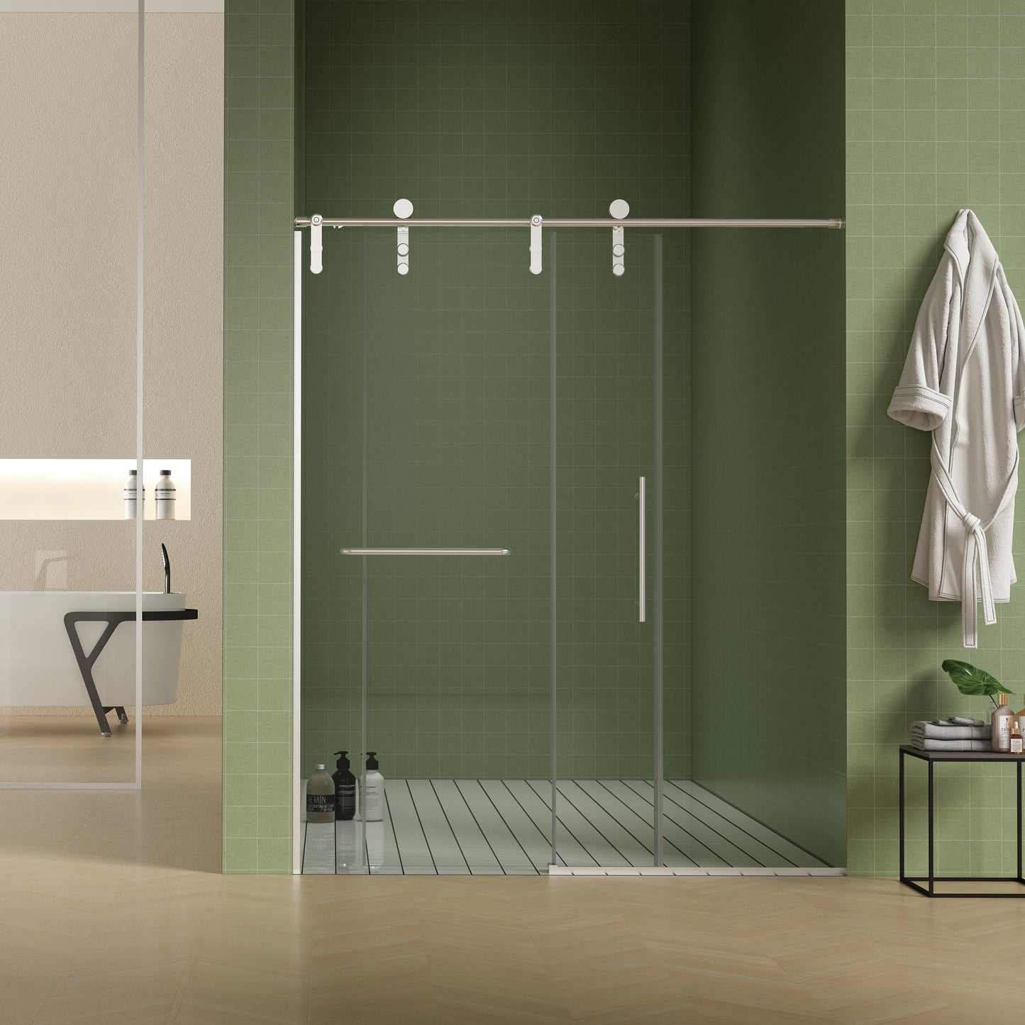 56"-60"W x 76"H Frameless Shower Door