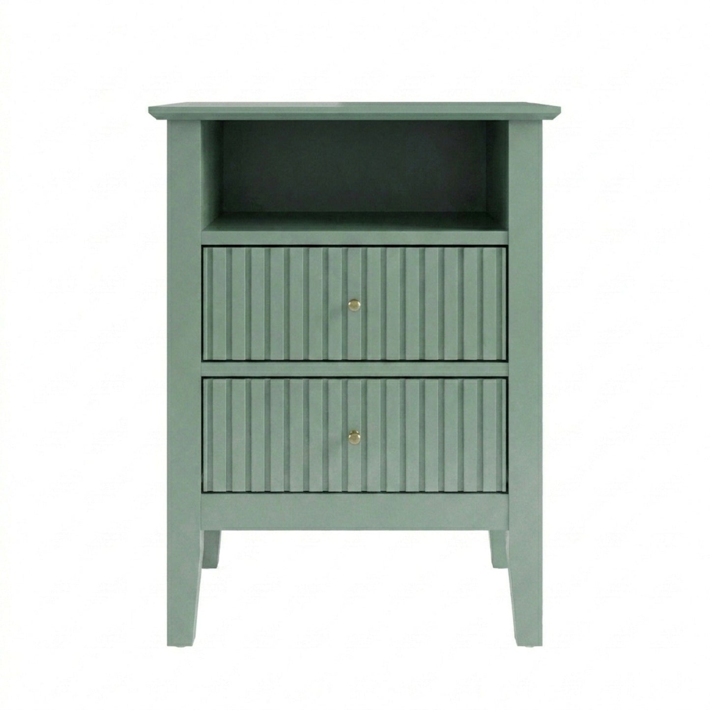 18" Green Fluted Nightstand