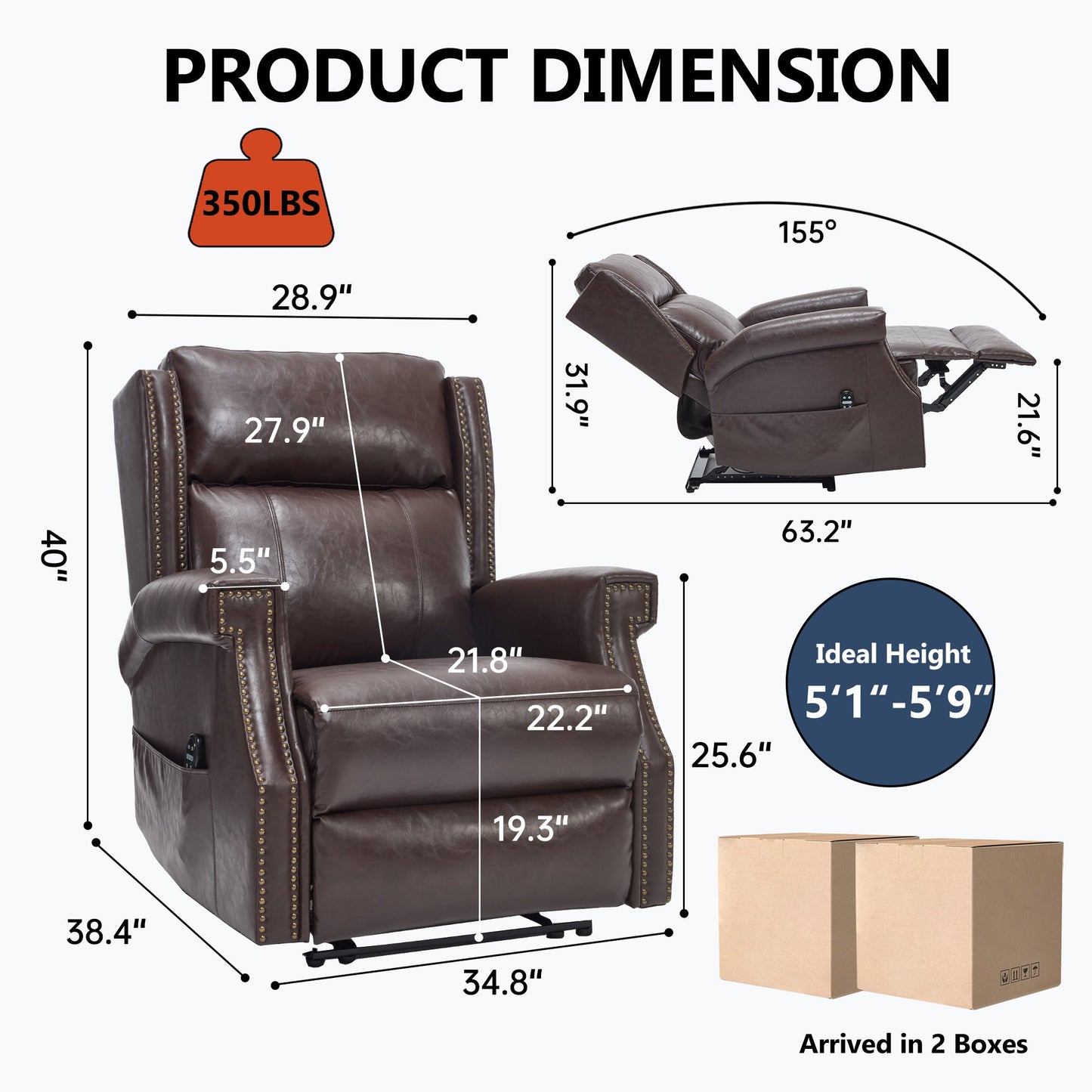 Brown Manual Recliner Chair in Faux Leather