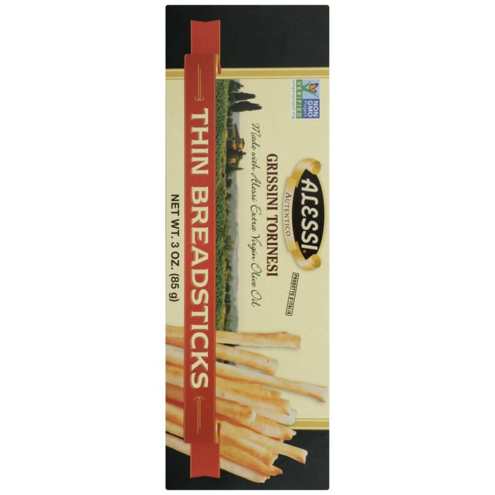 Alessi Thin Breadsticks - Classic Snack with Olive Oil - 3 oz