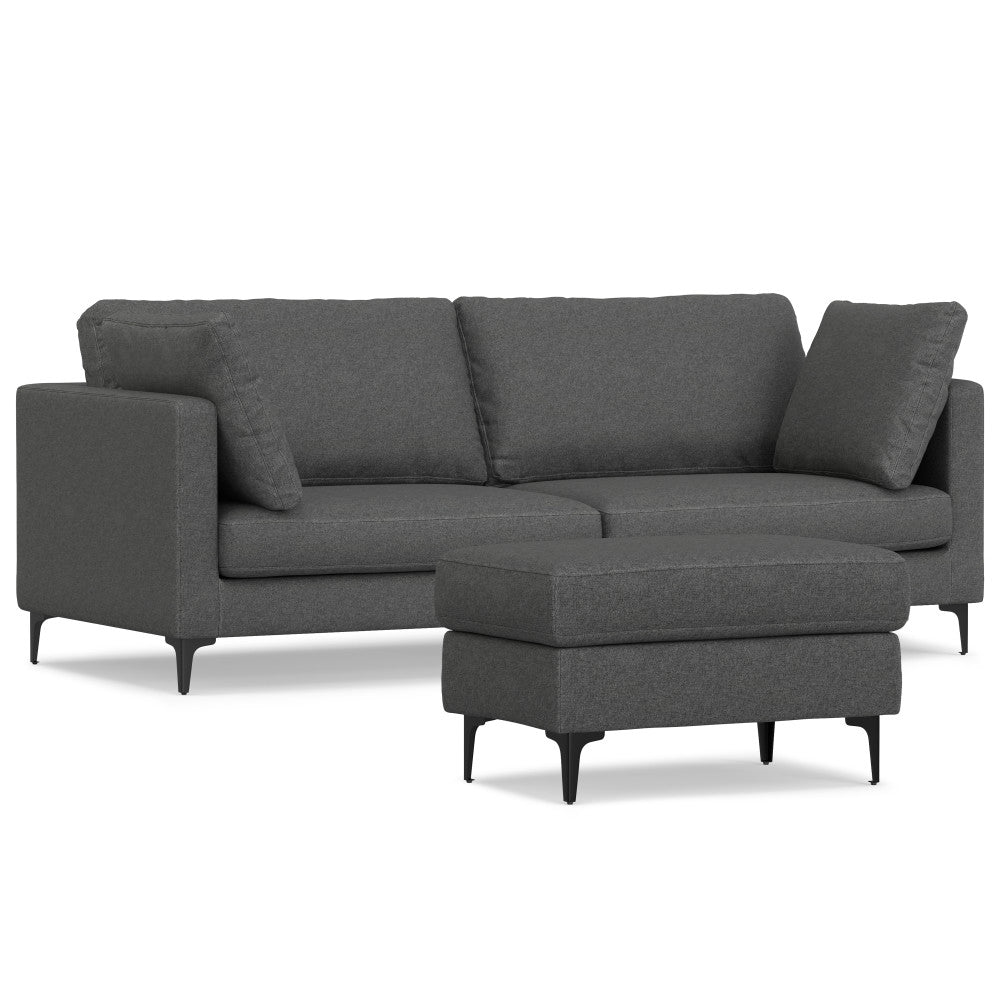 Ava 90 Inch Mid Century Sofa with Ottoman Set