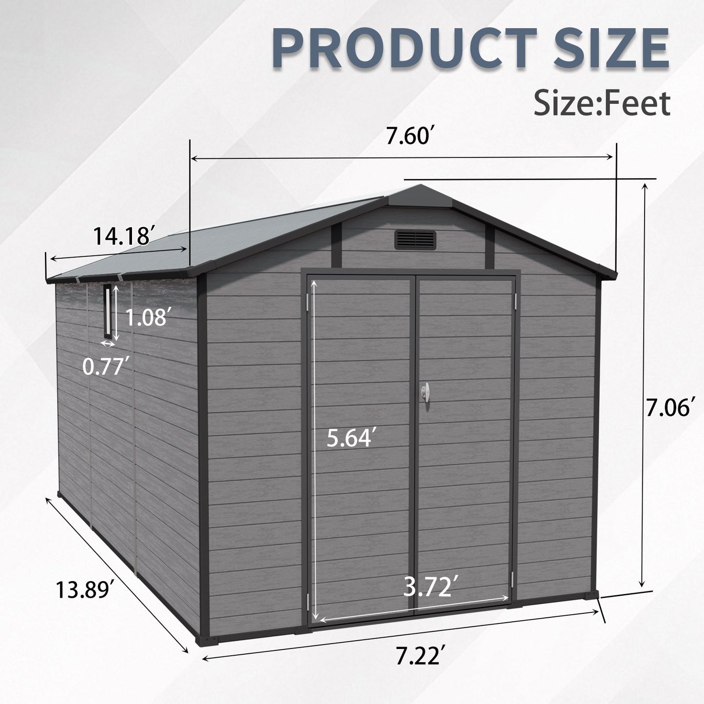 8x14 FT Plastic Outdoor Storage Shed