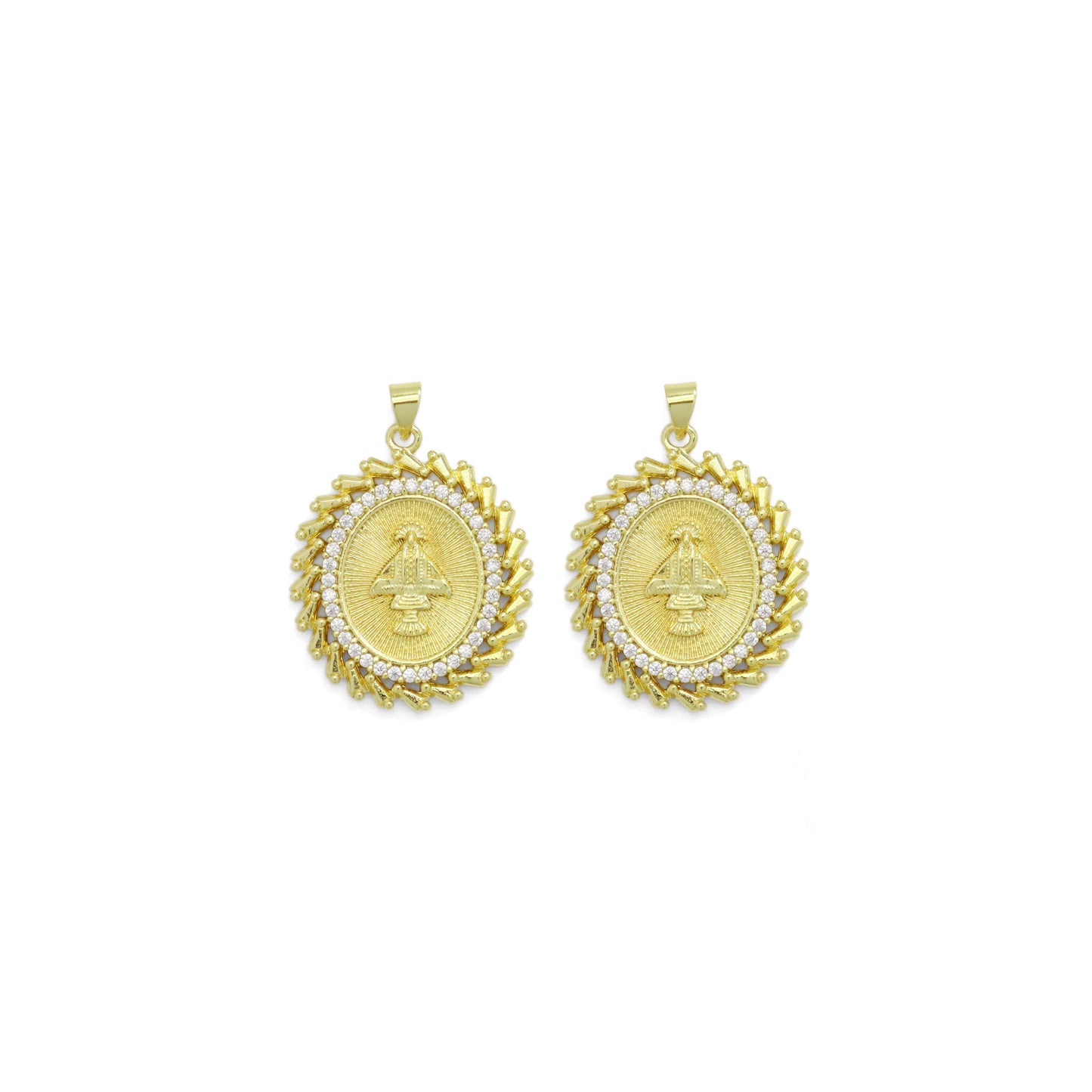 Clear CZ Oval CZ Saint Charm, Sku#LK940