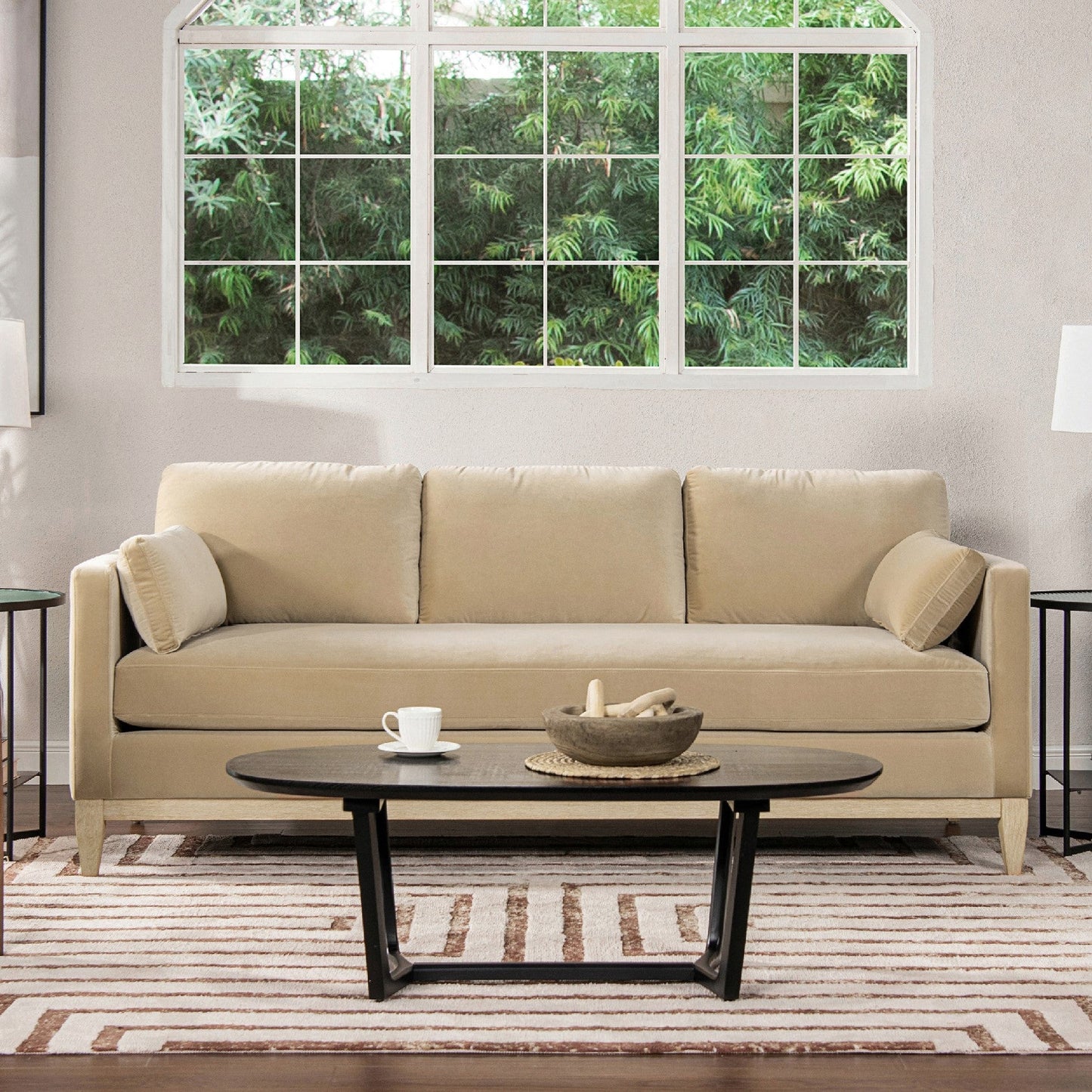Knox 84" Modern Farmhouse Sofa, Fawn