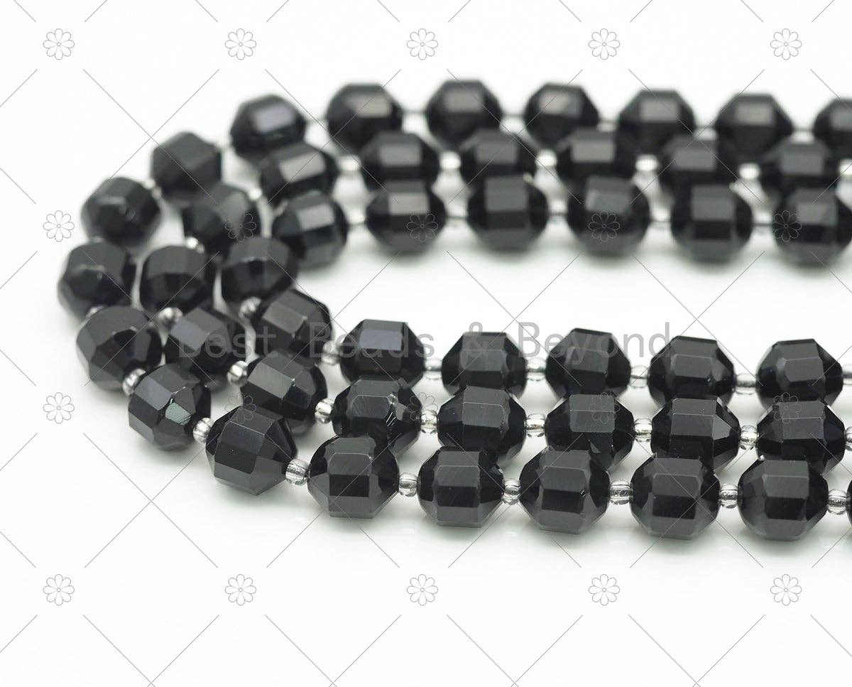 Black Onyx Double Point Beads, Sku#U1310