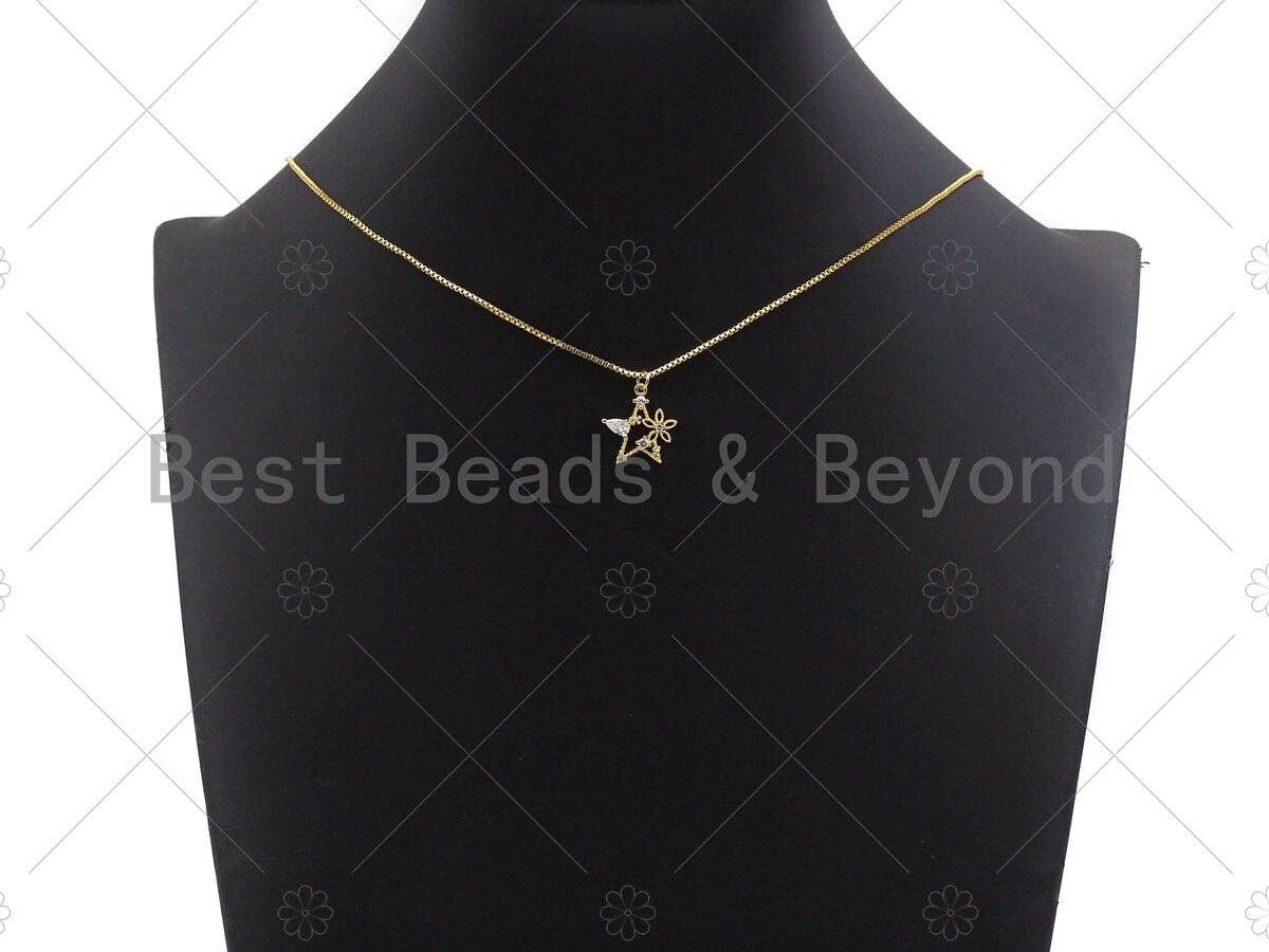 CZ Micro Pave Flower On Star Charm/Pendant, Star Shape Charm, Gold Star Pendant, Gold plated charm, mm, Sku#JL08