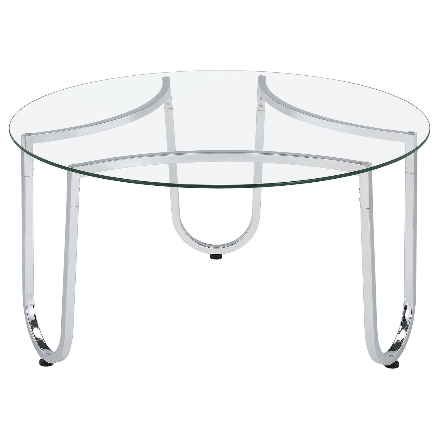 Beller Round Tempered Glass Top Cocktail Coffee Table Chrome