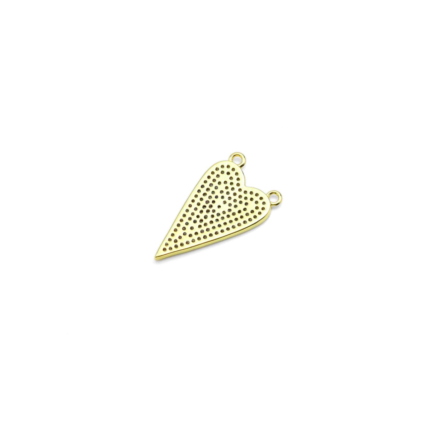 CZ Pave Point Heart Shape Connector Charm Pendant, Sku#LK959