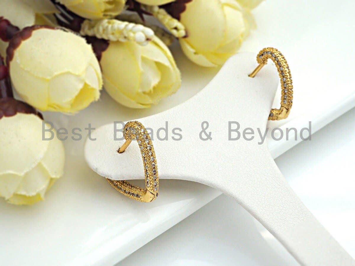 CZ Heart Shape Huggie Earrings, Sku#J283